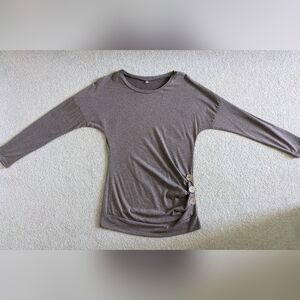 Mocha Top with Wooden Button Detail